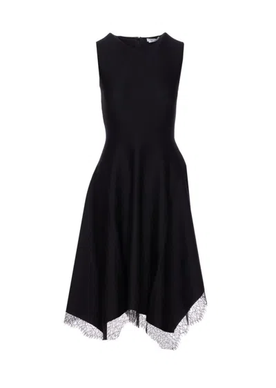Alexander Mcqueen Asymmetric Lace Hem Sleeveless Midi Dress