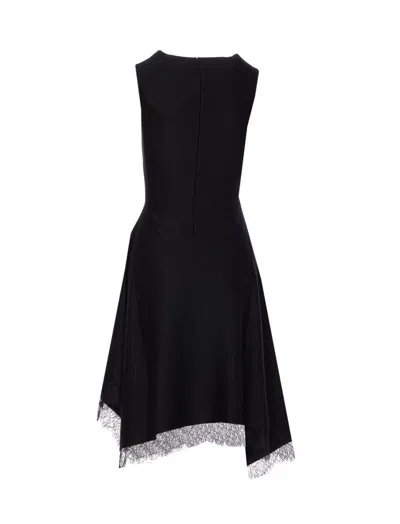 Alexander Mcqueen Asymmetric Lace Hem Sleeveless Midi Dress