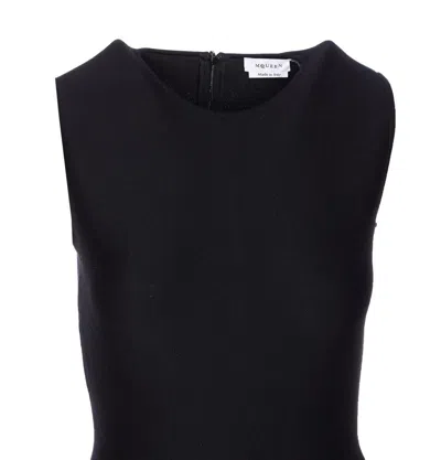 Alexander Mcqueen Asymmetric Lace Hem Sleeveless Midi Dress
