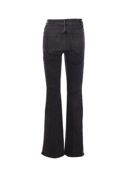 Mother Flared Leg Trousers Contrast Stitching In Black
