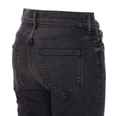 Mother Flared Leg Trousers Contrast Stitching In Black