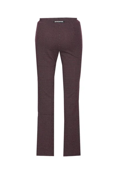 Patrizia Pepe Geometric-pattern Zip-detail Trousers In Brown