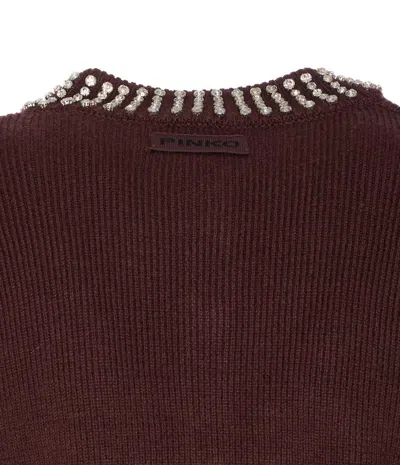 Pinko Crystal-embellished Cardigan In Red