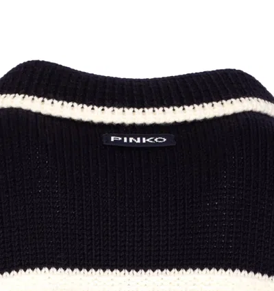 Pinko Cardigan With Contrasting Profiles In Black