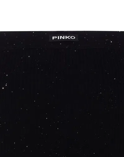 Pinko Crystal-embellished Ribbed Trousers In Black