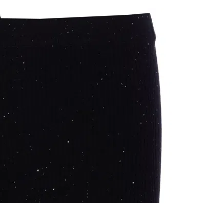 Pinko Crystal-embellished Ribbed Trousers In Black