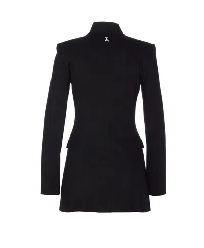 Patrizia Pepe Mandarin-collar Button-fastening Fitted Jacket In Black