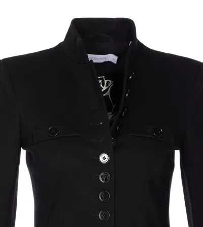 Patrizia Pepe Mandarin-collar Button-fastening Fitted Jacket In Black