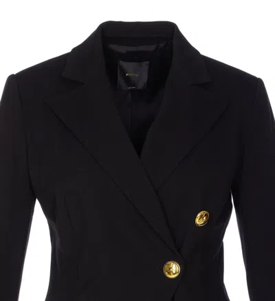 Pinko Double-breasted Flap Pockets Jacket In Black