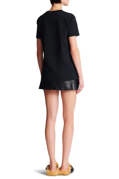 Balmain Crew Neck Graphic Print Short Sleeves In Black