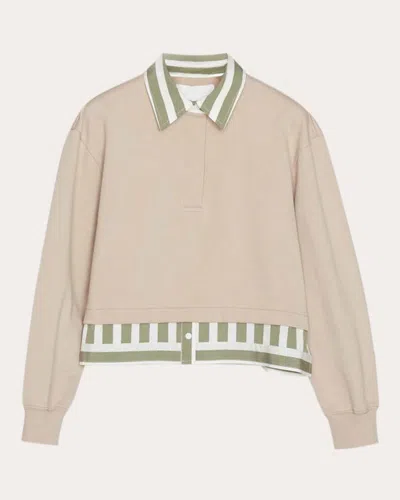 3.1 Phillip Lim Women's Layered Cropped Cotton Polo Sweater