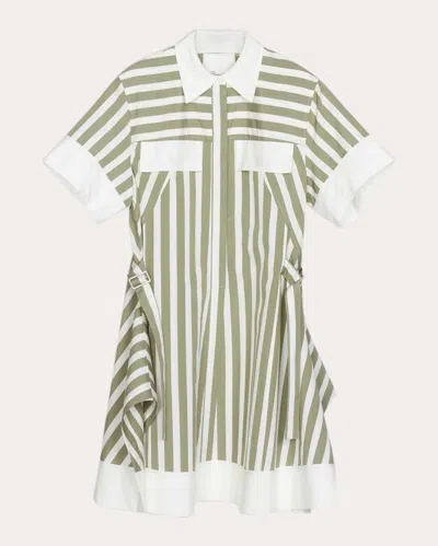 3.1 Phillip Lim Striped Cotton-blend Mini Dress In Green