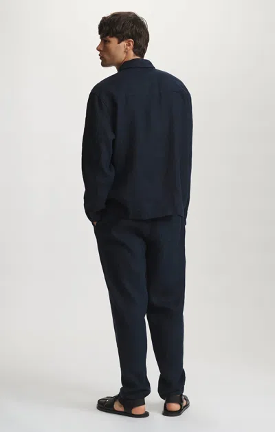 Mavi Linen Double Pocket Button-up Shirt In Dark Sapphire