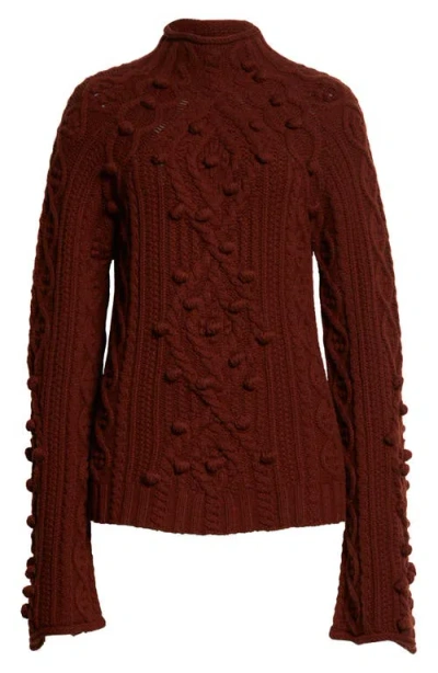Rebecca Taylor Bauble Cableknit Turtleneck