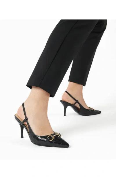 Dune London Click Croc Embossed Pointed Toe Pump