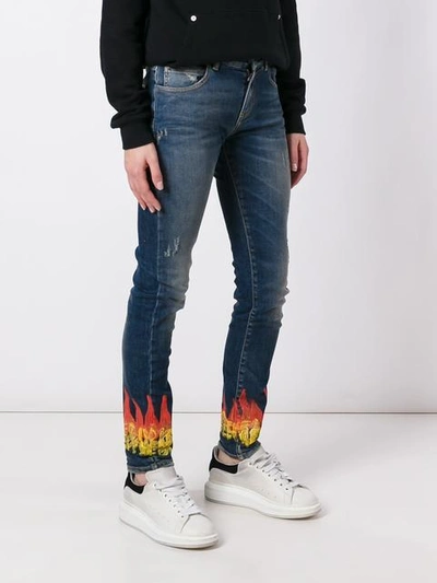 Shop Faith Connexion Flame Print Skinny Jeans In Blue