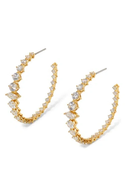 Nadri Graduated Cubic Zirconia Inside Out Hoop Earrings