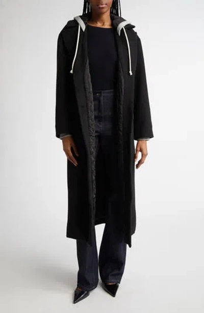Cinq À Sept Vander Hooded Longline Coat In Black