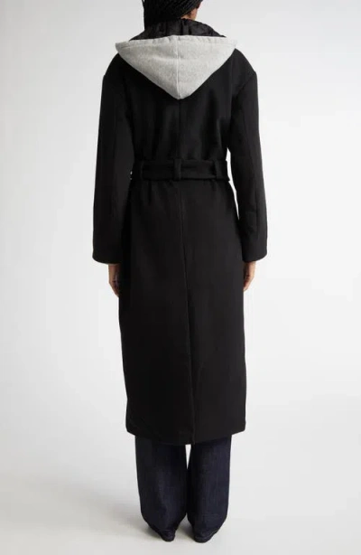 Cinq À Sept Vander Hooded Longline Coat In Black