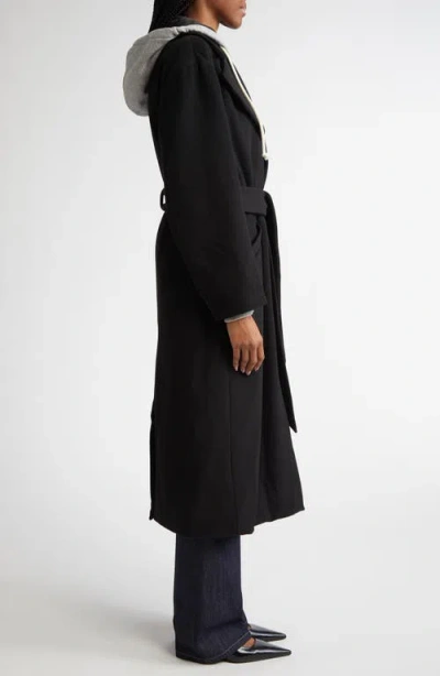 Cinq À Sept Vander Hooded Longline Coat In Black