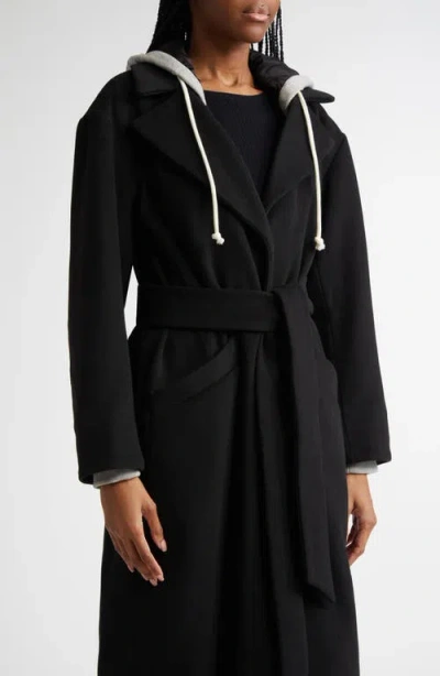 Cinq À Sept Vander Hooded Longline Coat In Black