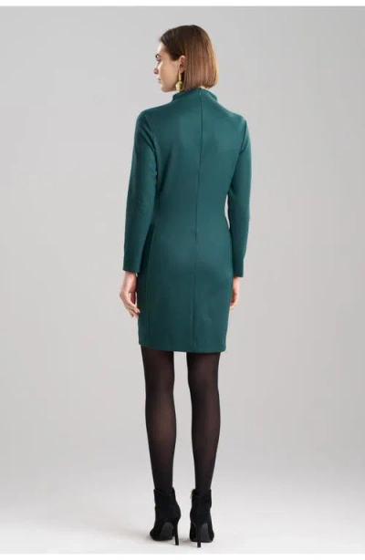 Natori Double Jersey Mock Neck Sheath Dress In Green