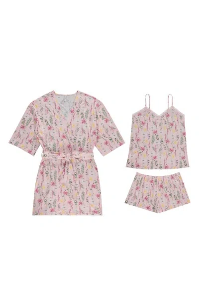 Flora By Flora Nikrooz Lotus Camisole, Shorts & Robe Travel Set