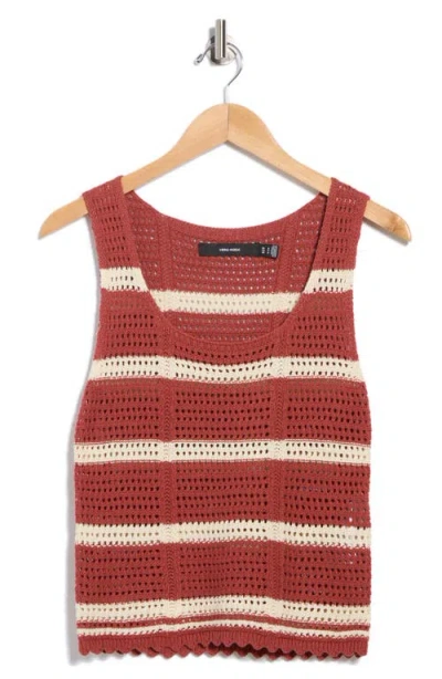Vero Moda Sardinia Stripe Cotton Sweater Tank In Red