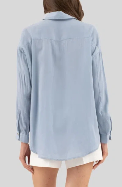 Blu Pepper Solid Button Front Shirt In Blue