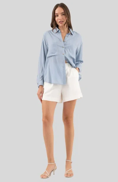 Blu Pepper Solid Button Front Shirt In Blue