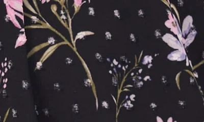 Cece Floral Off The Shoulder Lantern Sleeve Top In Black