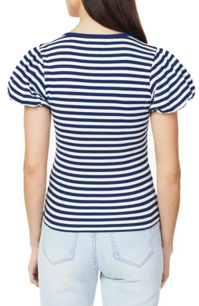 Kensie Bubble Sleeve Rib Top In Blue