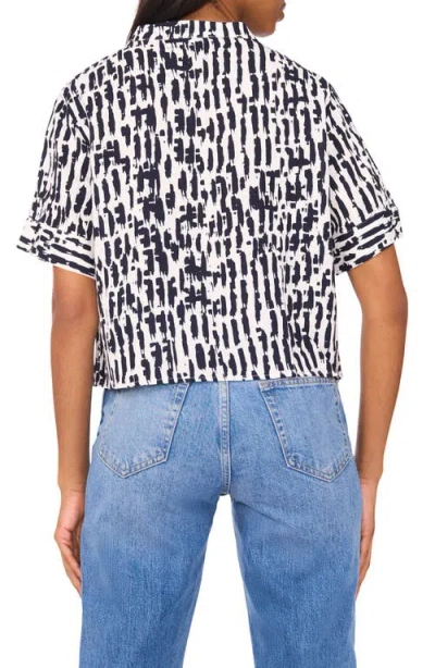 Halogen ® Short Sleeve Crop Button-up Top In Multi
