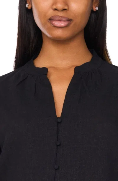 Halogen ® Short Sleeve Crop Button-up Top In Black