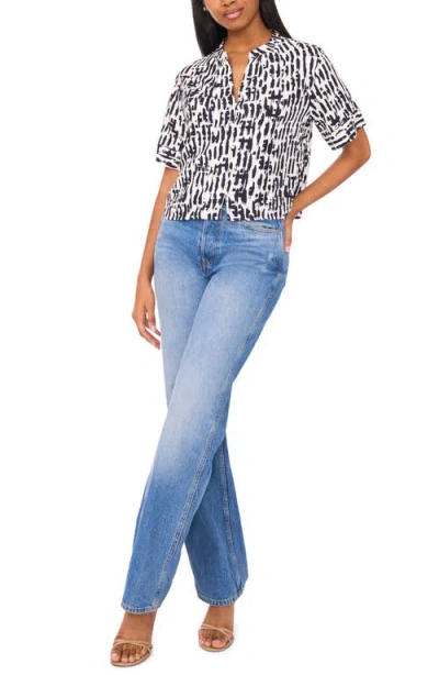 Halogen ® Short Sleeve Crop Button-up Top In Multi