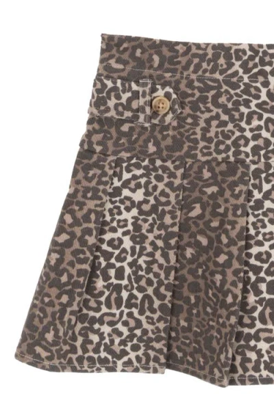 Rare Editions Kids' Bow Top & Cheetah Skort Set In Brown