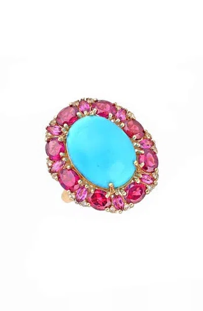 Ys Gems Turquoise Cluster Ring
