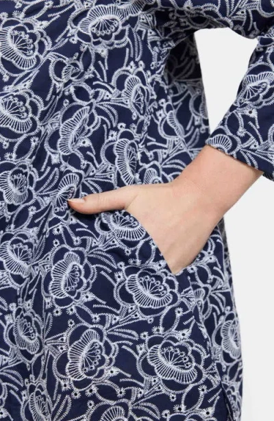 Foxcroft Carolina Floral Embroidered Cotton Button-up Shirt
