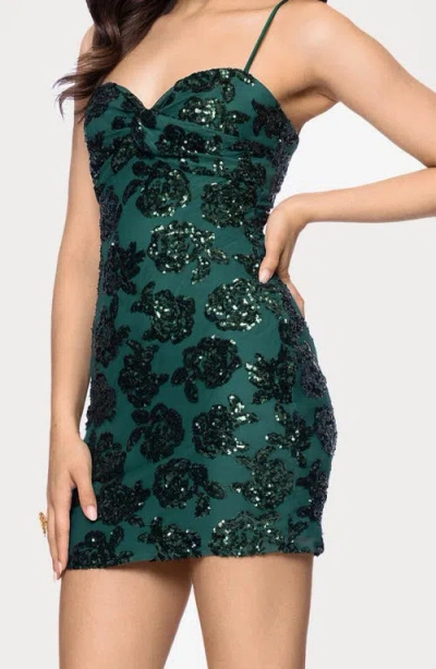 Blondie Nites Floral Sequin Minidress In Green