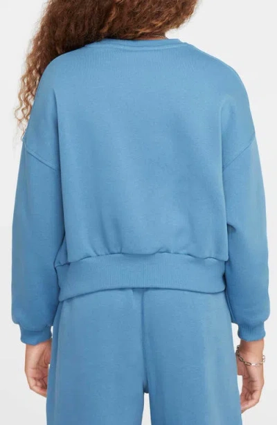 Nike Women's  Sportswear Club Fleece Girls' Boxy Crew-neck Sweatshirt In Blue