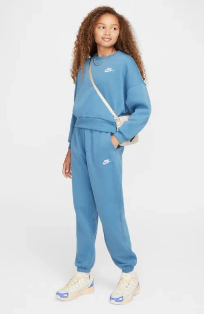Nike Women's  Sportswear Club Fleece Girls' Boxy Crew-neck Sweatshirt In Blue