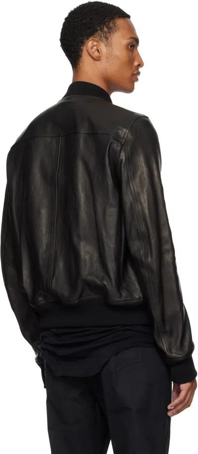 Rick Owens Black Concordians Bauhaus Flight Leather Bomber Jacket In Black
