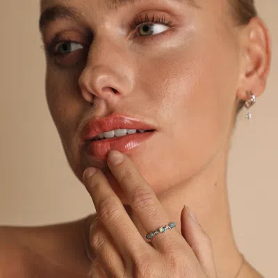 Astrid &amp; Miyu Opal Pear Bezel Band Ring