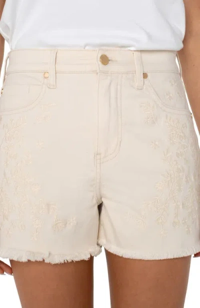 Liverpool Los Angeles Christine High Waist A-line Fray Denim Shorts In Neutral