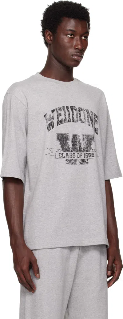We11 Done Gray Printed University T-shirt In White
