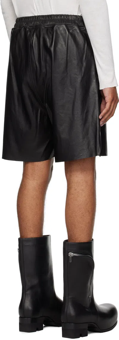 Rick Owens Black Concordians Boxers Leather Shorts