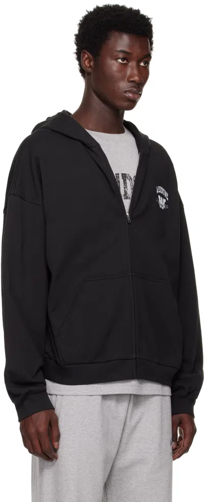 We11 Done Collegiate Zip-up Hoodie In Black