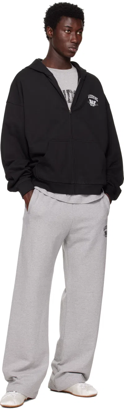 We11 Done Collegiate Zip-up Hoodie In Black