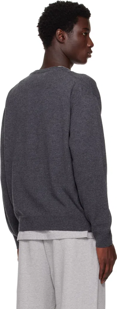 We11 Done Black Logo Knit Pullover Sweater In Gray
