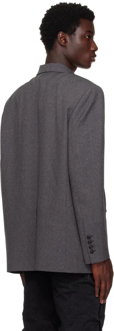 We11 Done We11done Oversized Suit Logo-patch Blazer In Gray